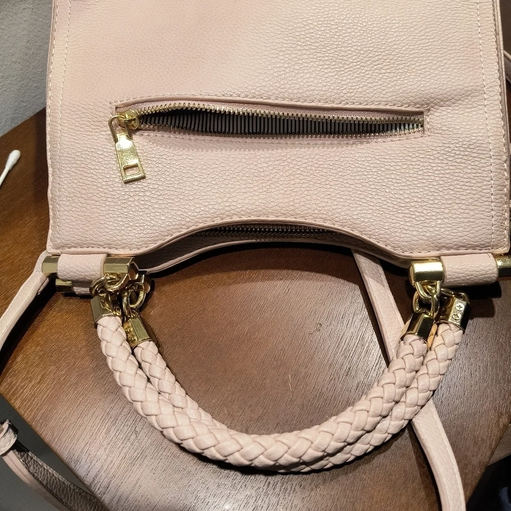 Miztique Vegan Leather Handbag pink blush women's crossbody handle woven girl lu